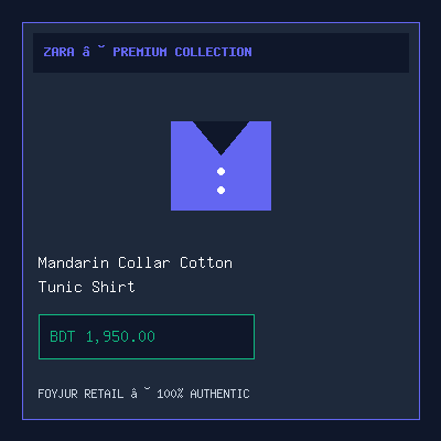 Mandarin Collar Cotton Tunic Shirt